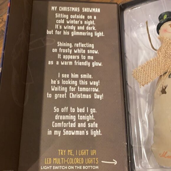 Christmas Snowman at Night~ New~Lights up~8.5” Tall ~ Cute Shelf Sitter - Picture 4 of 6